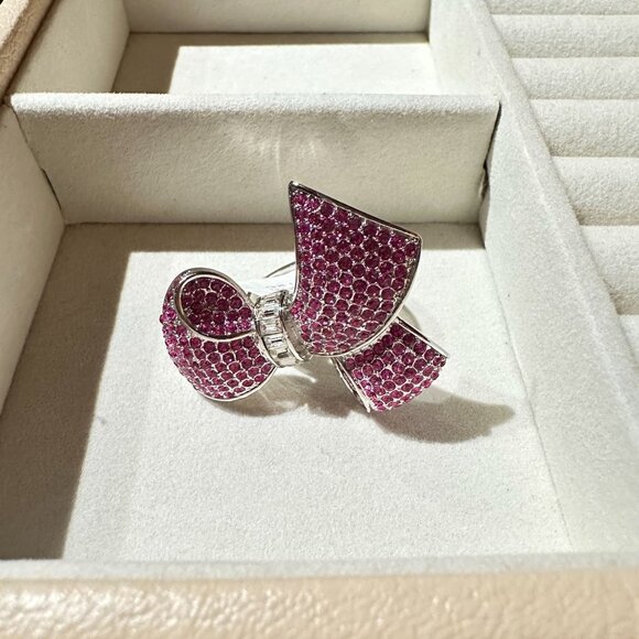 Park Lane Hope Ring Bow Design W/ Pink Crystals Silver Tone Size 7 NWT - Picture 5 of 9